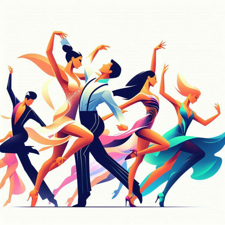Dancing people. Colorful vector illustration for your design. EPS10のイラスト素材