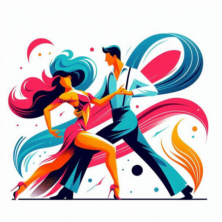 Couple in love dancing tango. Vector illustration for your designのイラスト素材