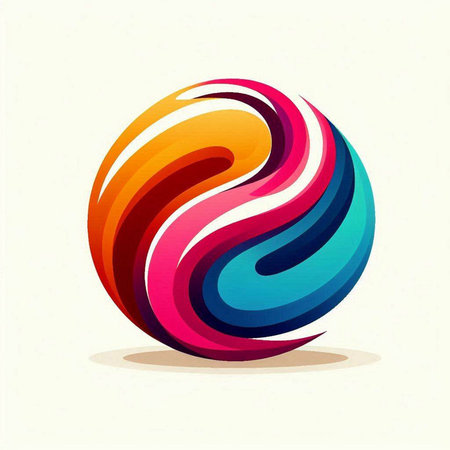 abstract colorful 3d sphere icon on white background, vector illustrationのイラスト素材