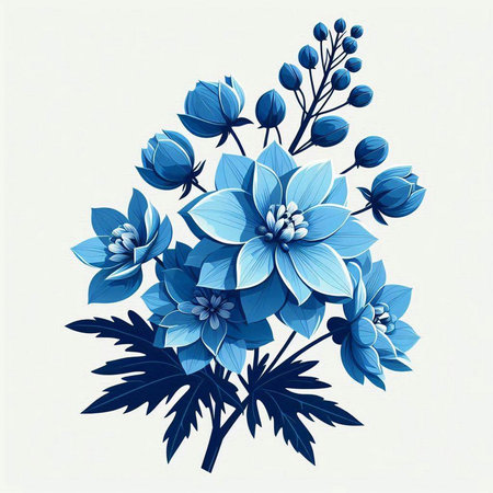 blue flowers on a white background, vector illustration, eps 10のイラスト素材