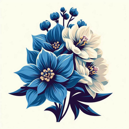 Bouquet of blue flowers. Vector illustration for your design.のイラスト素材