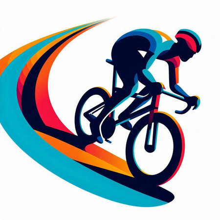 Cyclist riding a bicycle on an abstract background. Vector illustration.のイラスト素材