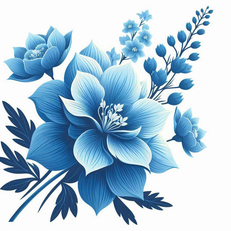 Blue flowers in watercolor style on white background. Vector illustration.のイラスト素材