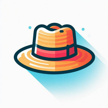 Summer hat icon, vector illustration. Flat design style with long shadowのイラスト素材