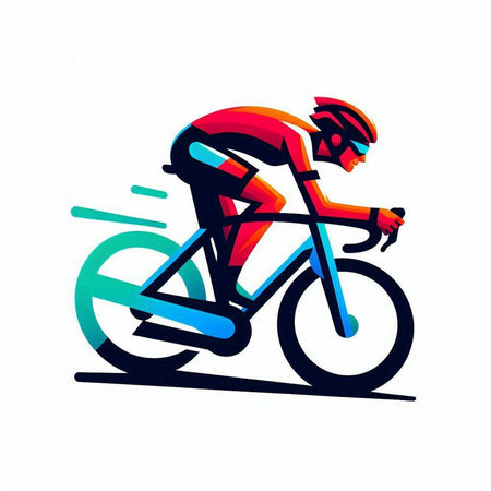 Cyclist riding a bicycle, extreme sport, vector illustration.のイラスト素材