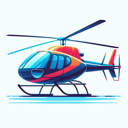 Helicopter vector illustration, isolated on white background. Flat style design.のイラスト素材
