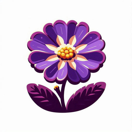 Violet daisy flower isolated on white background. Vector illustration.のイラスト素材