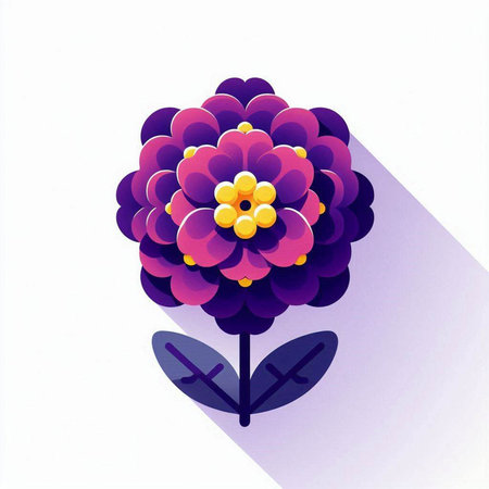 Flower icon, vector illustration. Flat design style with long shadowのイラスト素材