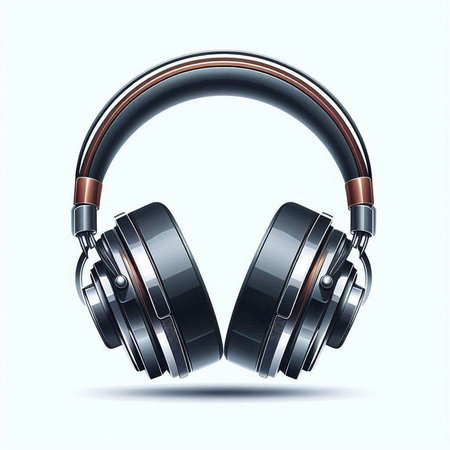 Black headphones isolated on white background. 3d render. Eps 10のイラスト素材