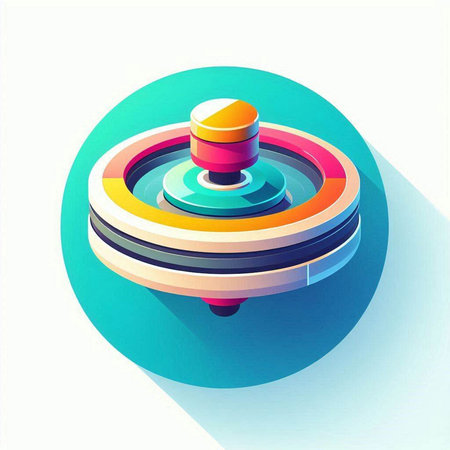 Colorful spinning top toy. 3d isometric vector illustration.のイラスト素材