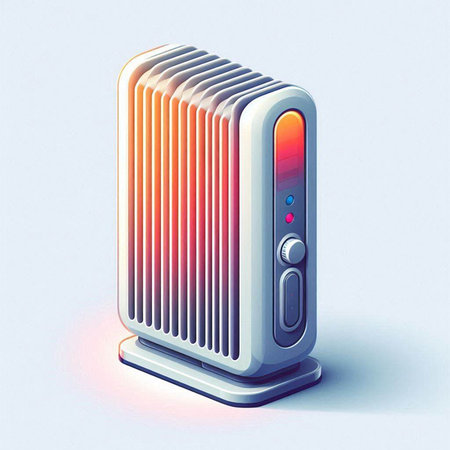 Heating radiator icon on white background. 3d render illustration.のイラスト素材