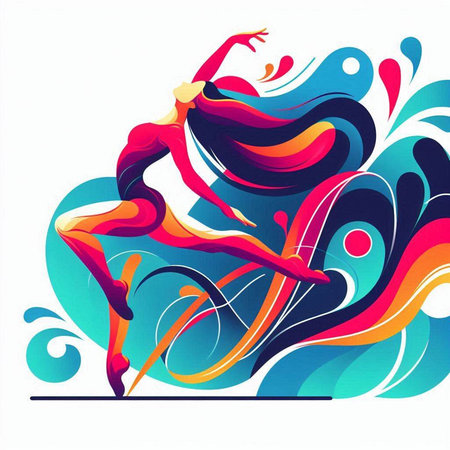 Abstract background with dancing ballerina, element for design, vector illustrationのイラスト素材