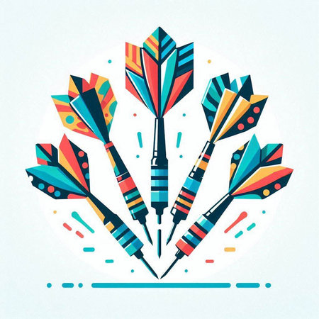 Darts set in flat style. Vector illustration on white background.のイラスト素材