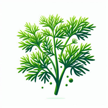Fresh green dill isolated on a white background. Vector illustration.のイラスト素材