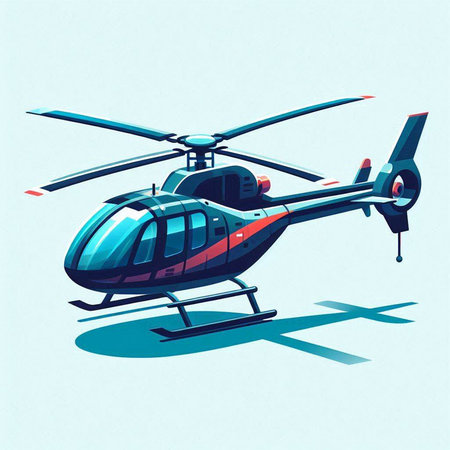 Helicopter on blue background. Vector illustration in retro style.のイラスト素材