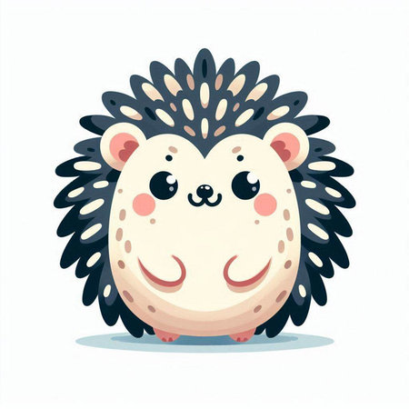 Cute cartoon hedgehog. Vector illustration isolated on white background.のイラスト素材