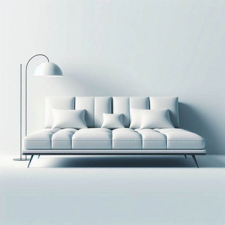 White sofa in modern interior. 3d render. Mock up.のイラスト素材