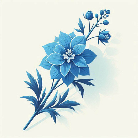 Blue floral background with dahlia flowers and leaves. Vector illustration.のイラスト素材