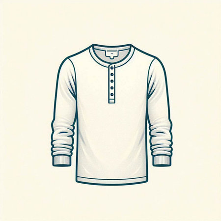 Men's t-shirt with long sleeves and button-down collarのイラスト素材
