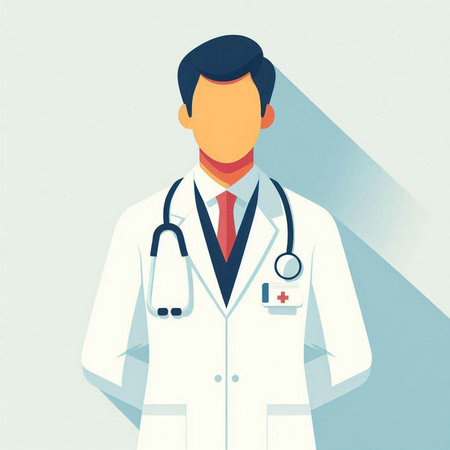 Doctor in a white coat with a stethoscope. Vector illustrationのイラスト素材