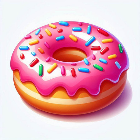 Illustration of donut with colorful sprinkles on a white backgroundのイラスト素材