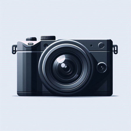 Camera vector illustration. Vector illustration of a camera on a blue background.のイラスト素材