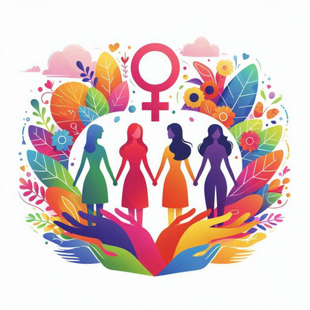 International Women's Day. 8 march. Greeting card with womenのイラスト素材