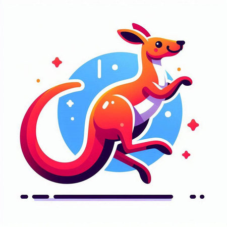Kangaroo jumping on a white background. Vector illustration in flat style.のイラスト素材