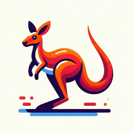Kangaroo icon. Vector illustration of a kangaroo.のイラスト素材