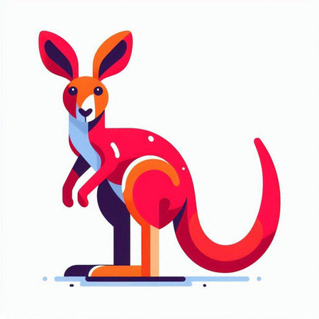 Kangaroo flat vector illustration. Cartoon kangaroo isolated on white background.のイラスト素材