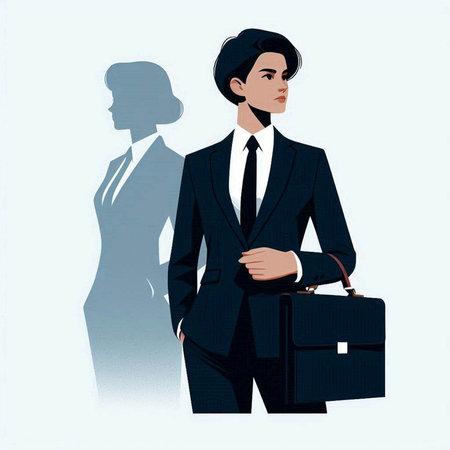 businessman with briefcase and businesswoman in background, vector illustrationのイラスト素材