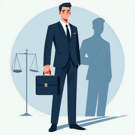 Businessman standing with briefcase. Vector illustration in retro style.のイラスト素材