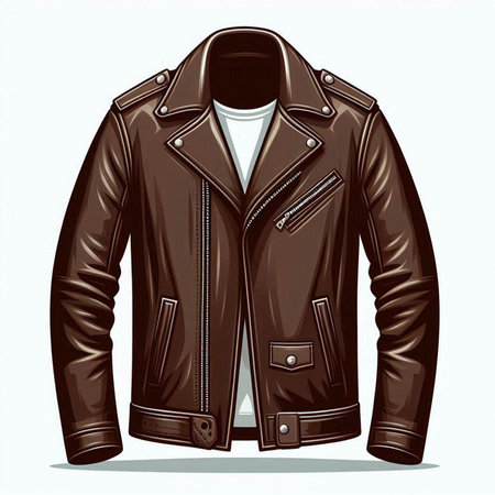 Brown leather jacket isolated on a white background. Vector illustration. Eps 10.のイラスト素材