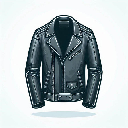 Black leather jacket isolated on white background. Vector illustration. Eps 10.のイラスト素材