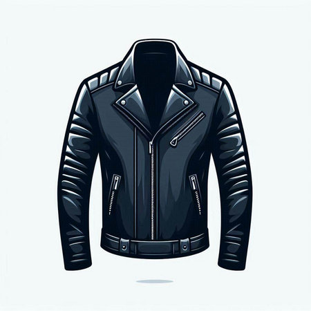 Vector illustration of a black leather jacket isolated on a white background.のイラスト素材