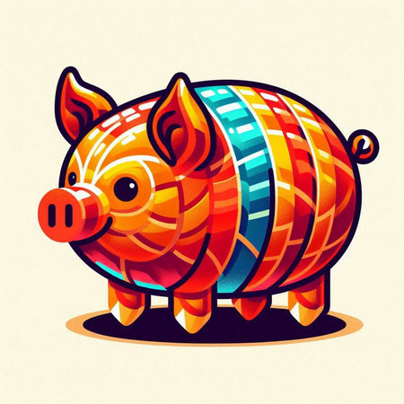 Cute cartoon pig. Colorful vector illustration for your design.のイラスト素材