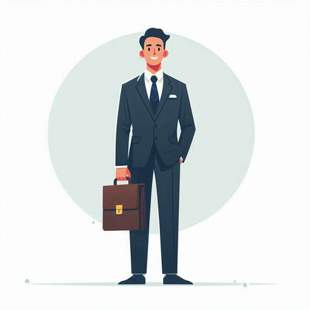 Businessman with briefcase. Vector illustration in a flat style.のイラスト素材
