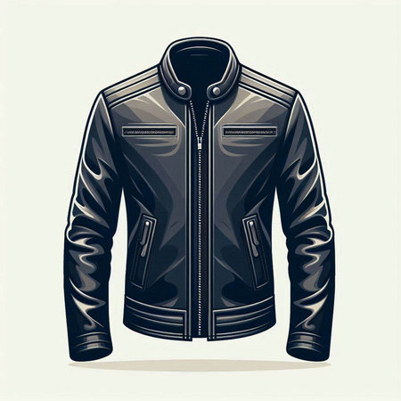 Men's leather jacket with a zip fastener. Vector illustration.のイラスト素材