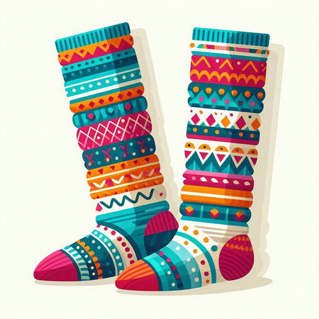 Colorful socks with abstract patterns. Vector illustration for your design.のイラスト素材