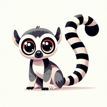 Cute cartoon lemur. Vector illustration of a funny animal.のイラスト素材