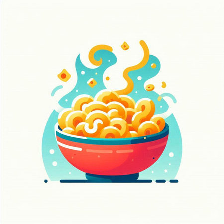 Illustration of macaroni in a bowl. Vector illustration.のイラスト素材