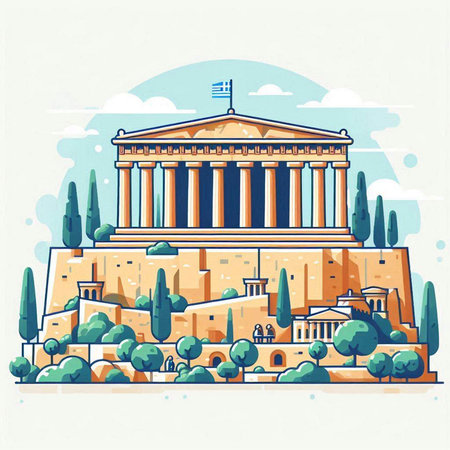 Athens, Greece. Famous landmark. Flat style vector illustration.のイラスト素材