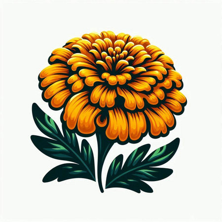 Orange chrysanthemum flower isolated on white background. Vector illustration.のイラスト素材
