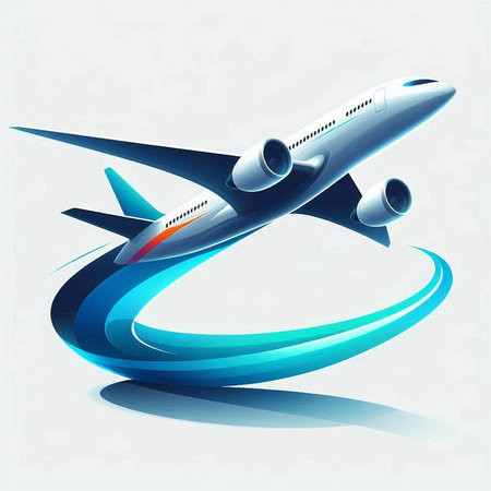 Airplane on the background of the blue waves. Vector illustration.のイラスト素材
