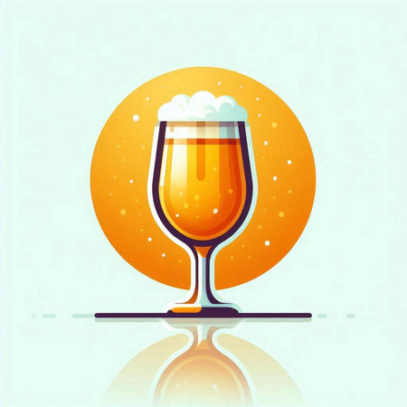 Glass of beer with foam on a light background. Vector illustration.のイラスト素材