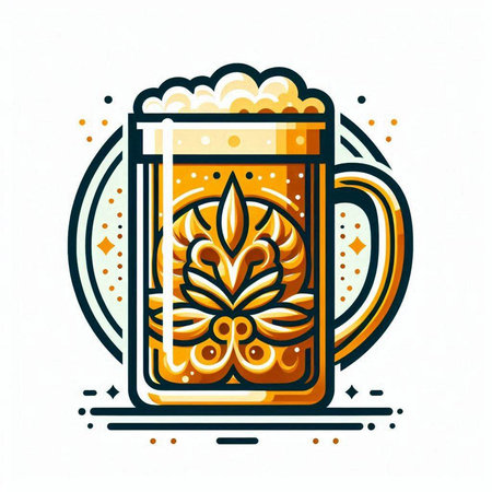 Mug of beer with foam. Vector illustration of a glass of beer.のイラスト素材