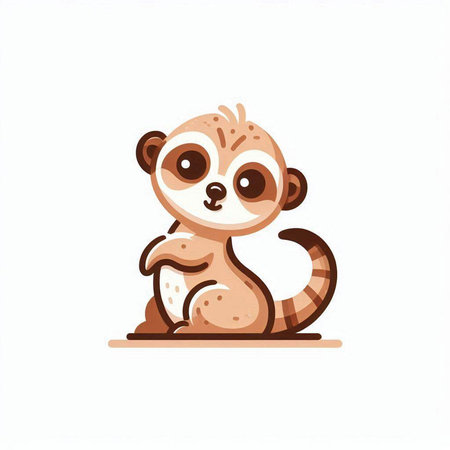 Cute cartoon meerkat. Vector illustration isolated on white background.のイラスト素材
