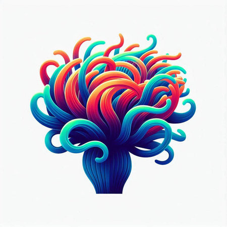 Abstract colorful wavy background. 3d rendering. Computer digital drawing.のイラスト素材