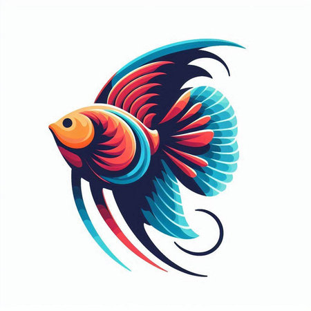 Siamese fighting fish vector illustration isolated on white background. Logo design template.のイラスト素材