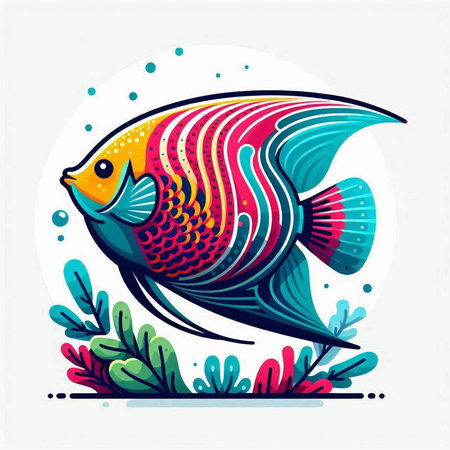 Tropical fish, vector illustration. Colorful cartoon character.のイラスト素材